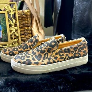 Steve Madden leopard print canvas slide on shoes size 9